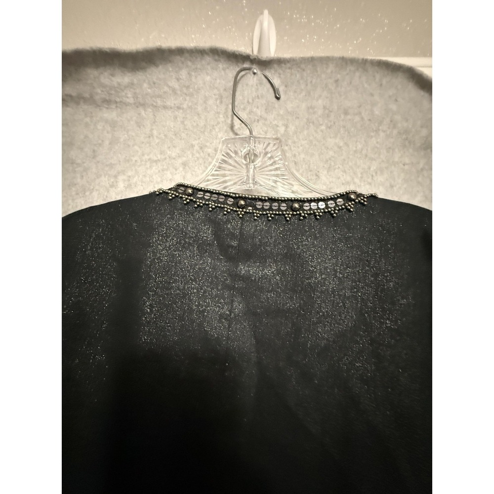 Chico's Jacket Womens 2 Black Beaded Sequin‎ Military Open Front Lined Party - Picture 11 of 15